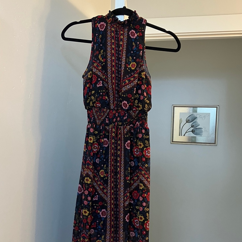 Xhilaration Black and Red Floral Maxi Dress